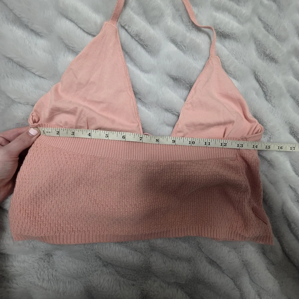 Social Tourist Pink Heart Halter Top Knit Size Small - Picture 9 of 9